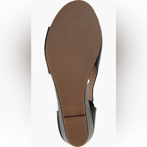 🀄️♣️ JOURNEE COLLECTION ARETHA WEDGE HEEL SANDALS IN FAUX LEATHER SIZE 7 1/2 - Picture 11 of 16